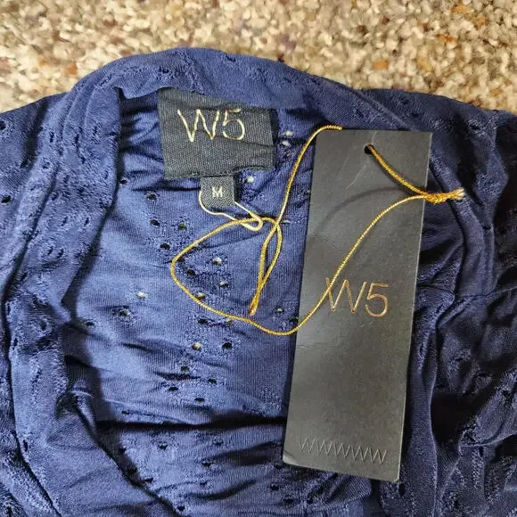 W5 Womens Top sz Small Navy Coral Floral Sleeveless Tank Keyhole Back Blouse - Picture 3 of 6